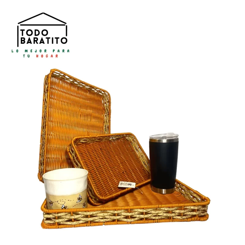 SET DE 3 BANDEJAS TIPO PAJA (30CM x 20CM / 34CM x 25CM / 39CM x 30CM)